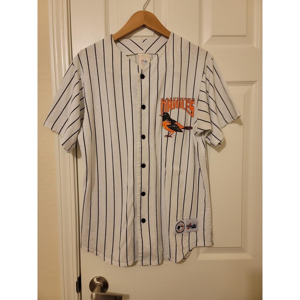 Vtg 90s Majestic Baltimore Orioles MLB Pinstripe Baseball Jersey Men's M Rare